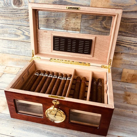 Cedar Wood Humidor Box with Hygrometer