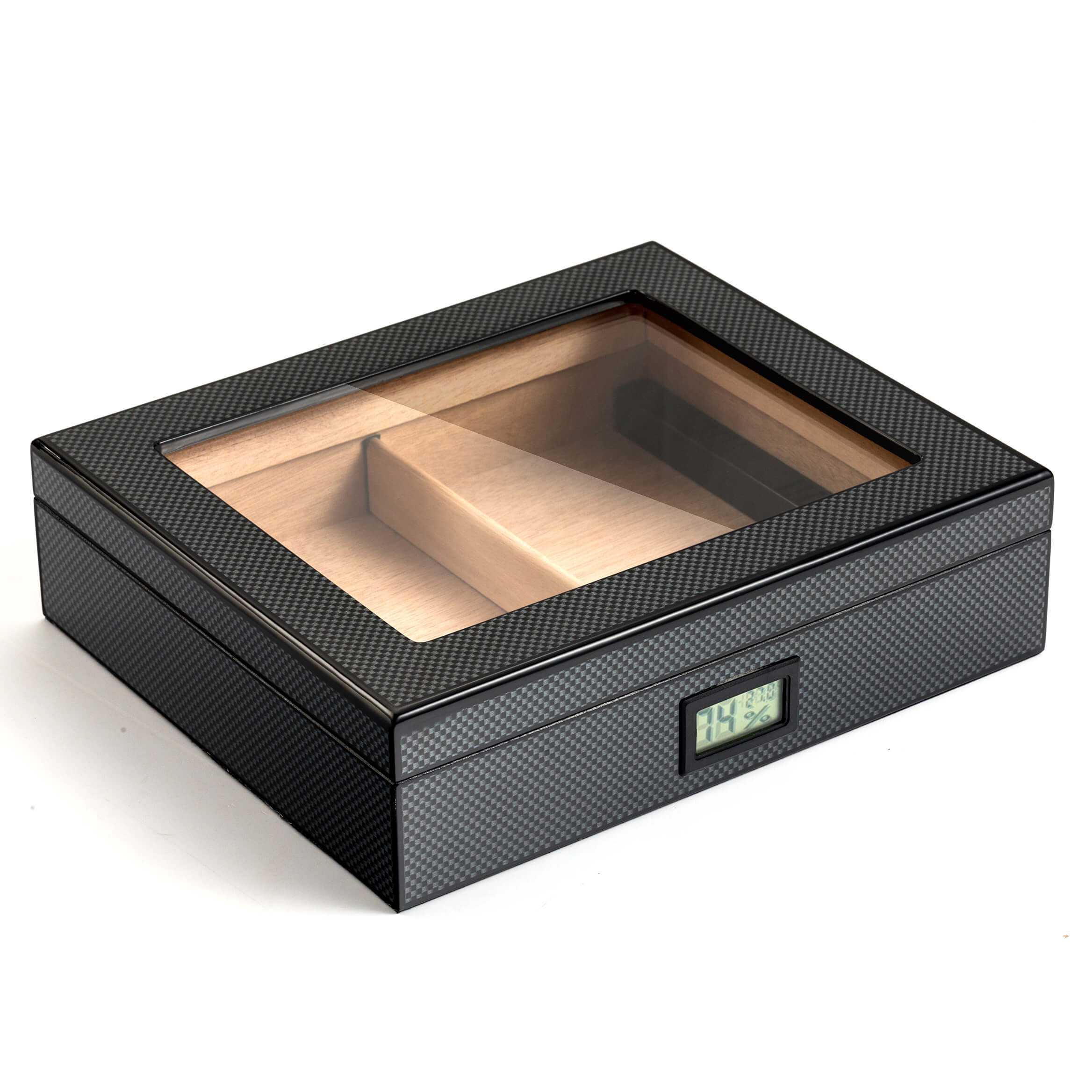 Spanish Black Cedar Wood Humidor Box With Digital Hygrometer ...